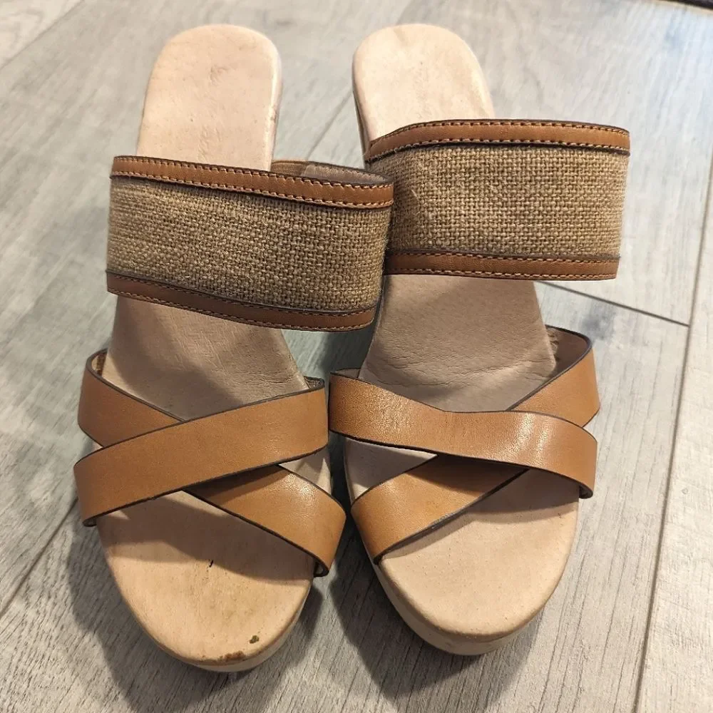 Tommy Bahama Kamea Cream Tan Wedge Sandals Size 8 B